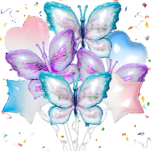8 Stück Schmetterling Luftballon, Blau Lila Folienballon Bunt Für Party, Geburtstag Deko 8 Stück Schmetterling Luftballon, Blau Lila Folienballon Bunt Für Party, Geburtstag Deko von BGTLJKD