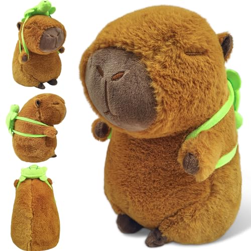 BGTLJKD Simulation Capybara Plüschtier, 23 cm Capybara Plüschtier Niedlichen Capybara Plushies Realistisches Weiches Capybara-Spielzeug mit Schildkrötenrucksack Geburtstagsgeschenk für Kinder von BGTLJKD