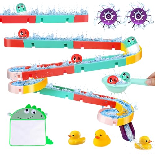 Badespielzeug, 44 Stück Badewannenspielzeug ab 3 4 5 6 Jahre, DIY Kugelbahn Wasserspielzeug Badewannen Kinder, Badewannen Spielzeug mit Saugnäpfe, Geschenk für Jungen Mädchen Geburtstag (B) von BGTLJKD