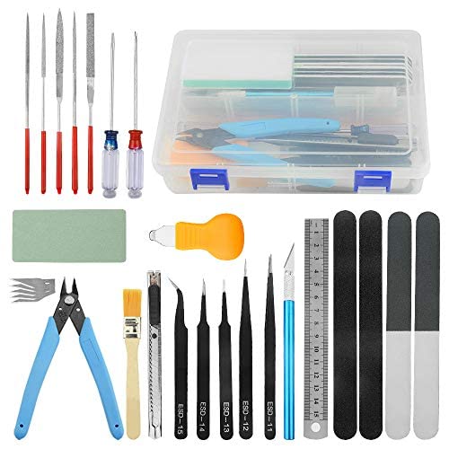 BGTXINGI 28-teiliges Modellbauwerkzeug-Set Gundam Modell-Werkzeug-Set mit Kunststoffbox für Modellbau, Auto, Hobby, Modellbau, Reparatur und Befestigung BGTXINGI 28-teiliges Modellbauwerkzeug-Set Gundam Modell-Werkzeug-Set mit Kunststoffbox für Modellbau, Auto, Hobby, Modellbau, Reparatur und Befestigung von BGTXINGI
