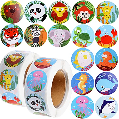 BHGT 1000pcs Tiere Aufkleber 2,5cm Sticker für Kinder Dschungel Meer Belohnungssticker Niedliche Aufkleber Motivationsaufkleber für Einschulung Schulkind Geschenk Party BHGT 1000pcs Tiere Aufkleber 2,5cm Sticker für Kinder Dschungel Meer Belohnungssticker Niedliche Aufkleber Motivationsaufkleber für Einschulung Schulkind Geschenk Party von BHGT