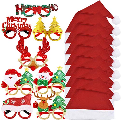 16 Stk Weihnachten Accessoires 8 Stück Weihnachten Brille Lustig Weihnachtsbrillen 8 Stück Weihnachtsmützen Weihnachtsmann Santa Mützen Nikolausmütze für Weihnachten Party Dekoration 16 Stk Weihnachten Accessoires 8 Stück Weihnachten Brille Lustig Weihnachtsbrillen 8 Stück Weihnachtsmützen Weihnachtsmann Santa Mützen Nikolausmütze für Weihnachten Party Dekoration von BHGT