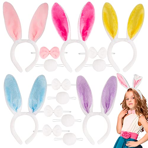 5 Set Hasenohren Haarreif Bunny Ohren Haarreif Osterhasen Kostüm Set Stirnband Set für Karneval Ostern Party Kinder Erwachsene von BHGT