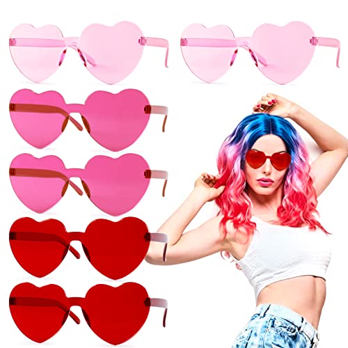 6 Paar Brille Herz Hippie Brille Partybrille Herz Retro Kostüm Brille Rot Pink JGA Frauen Accessoires Foto Requisiten für Geburtstag Valentinstag Karneval Tanz Themenparty von BHGT