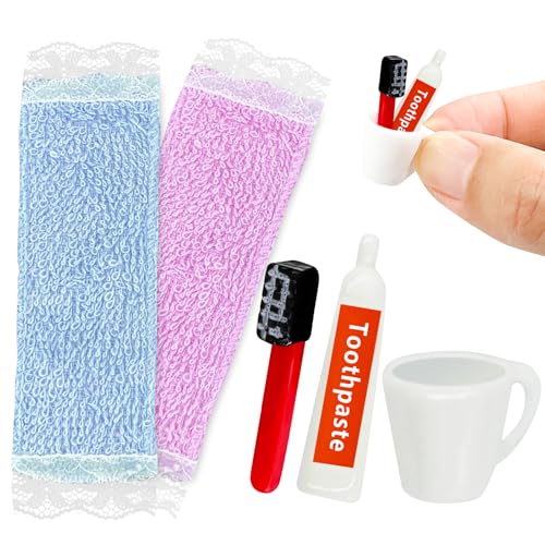 Wichtel Zubehör Baden, Wichtelzubehör Bade Set für Wichteltür Weihnachten und Puppenhaus Deko, Wichtel Wasch Set mit Mini Zahnbürste Zahnpasta Becher Handtuch Wichtel Zubehör Baden, Wichtelzubehör Bade Set für Wichteltür Weihnachten und Puppenhaus Deko, Wichtel Wasch Set mit Mini Zahnbürste Zahnpasta Becher Handtuch von BHGWR