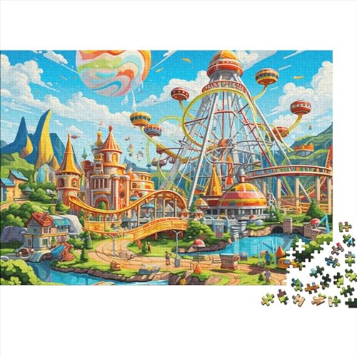 Amusement Parks Puzzles Für Erwachsene 1000 Teile Cartoon Puzzle Für Familienspielzeugspiel Holzpuzzle Family Time Brain Challenge 1000pcs (75x50cm) von BHIRCJKD