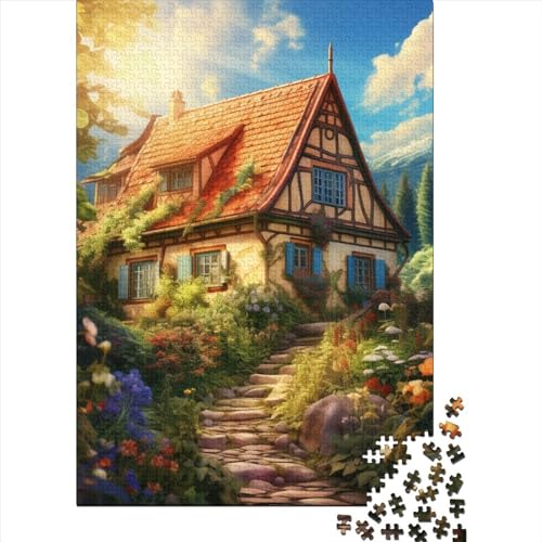 Bergdorf Hütte Puzzle 1000-teilige Schwer Puzzle Spielzeug Pädagogisches Spiel Impossible Herausforderung Spielzeug Für Erwachsene Und Kinder in Bewährter 1000pcs (75x50cm) von BHIRCJKD