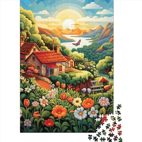 Bergdorf Hütte Puzzle 1000-teilige Schwer Puzzle Spielzeug Pädagogisches Spiel Impossible Herausforderungsspielzeug Für Erwachsene Und Kinder Ab 14 Jahren 1000pcs (75x50cm) von BHIRCJKD