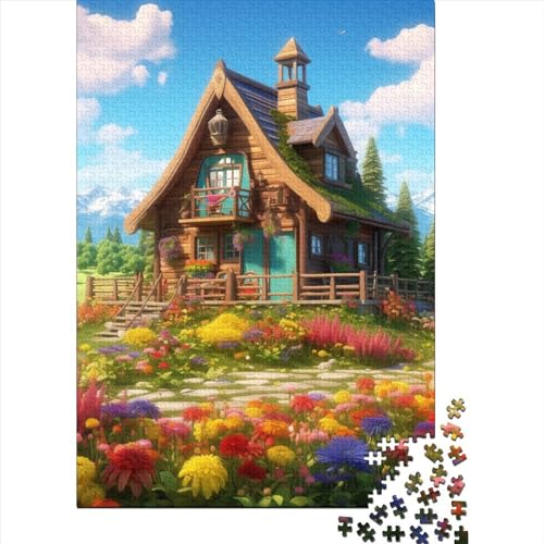 Bergdorf Hütte Puzzles 1000 Teile Schwer Puzzle Spielzeug Pädagogisches Spiel Impossible Herausforderungsspielzeug Für Erwachsene Und Kinder Ab 12 Jahren 1000pcs (75x50cm) von BHIRCJKD