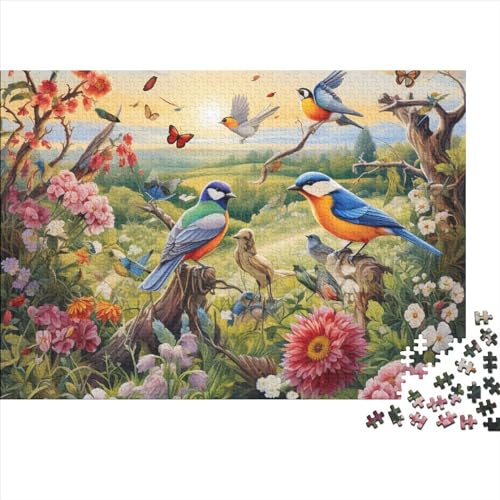 Birds and Flowers Puzzle 500 Teile,Puzzle Für Erwachsene, Impossible Puzzle,Puzzle Farbenfrohes Legespiel-Cartoon,500 Puzzle Home Dekoration Puzzle,Erwachsenenpuzzle 500pcs (52x38cm) von BHIRCJKD