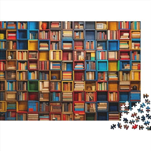 Bookshelves Puzzles Für Erwachsene 1000 Teile Cartoon Puzzle Für Familienspielzeugspiel Holzpuzzle Family Time Brain Challenge 1000pcs (75x50cm) von BHIRCJKD