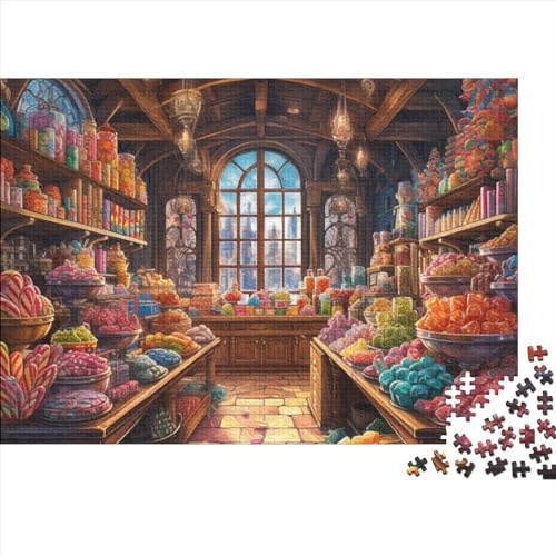 Candy Store Puzzles Für Erwachsene 1000 Teile Cartoon Puzzle Für Familienspielzeugspiel Holzpuzzle Family Time Brain Challenge 1000pcs (75x50cm) von BHIRCJKD