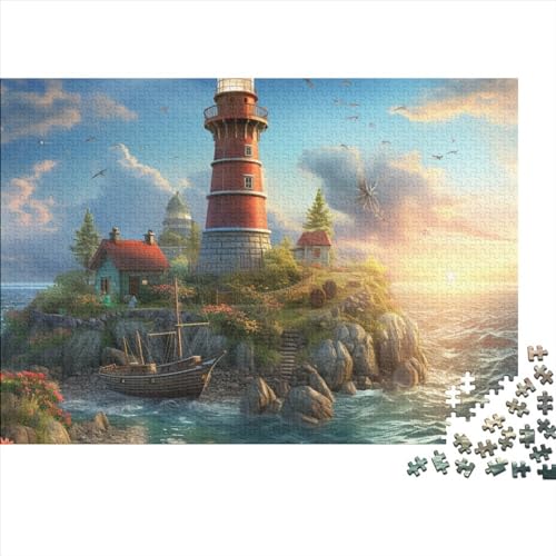 Coastal Lighthouses Puzzle 300 Teile - Cartoon - Puzzle Erwachsene 300 Teile Puzzle - Impossible Puzzle - Geschicklichkeitsspiel Für Die Ganze Familie 300pcs (40x28cm) von BHIRCJKD