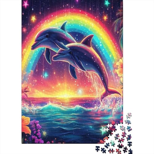 Delphin Puzzles 1000 Teile Schwer Puzzle Spielzeug Lernspiel Impossible Herausforderungsspielzeug Für Erwachsene Und Kinder in Bewährter 1000pcs (75x50cm) von BHIRCJKD