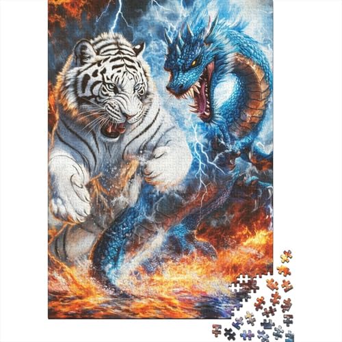 Drache Tiger Puzzles 1000 Teile Schwer Puzzle Spielzeug Lernspiel Impossible Herausforderung Spielzeug Für Erwachsene Und Kinder Ab 14 Jahren 1000pcs (75x50cm) von BHIRCJKD