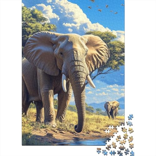 Elephant Puzzles 1000 Teile Schwer Puzzle Spielzeug Lernspiel Impossible Herausforderung Spielzeug Für Erwachsene Kinder 1000pcs (75x50cm) von BHIRCJKD