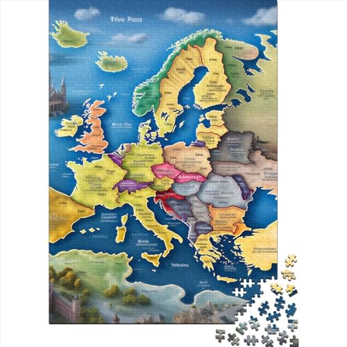 Europakarte Puzzles 1000 Teile Schwer Puzzle Spielzeug Lernspiel Impossible Herausforderung Spielzeug Für Erwachsene Und Kinder Ab 12 Jahren 1000pcs (75x50cm) von BHIRCJKD