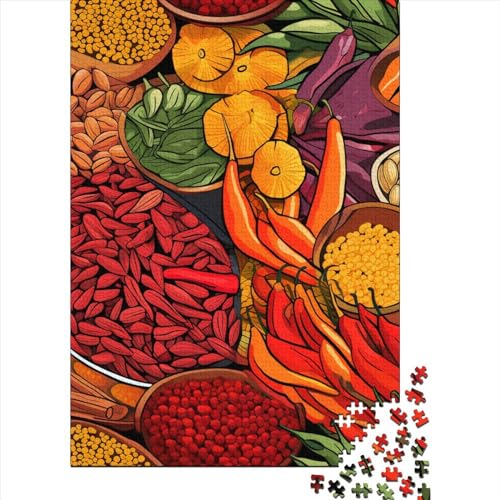 Farbige Gewürze Puzzles 1000 Teile Schwer Puzzle Spielzeug Lernspiel Impossible Herausforderungsspielzeug Für Erwachsene Und Kinder Ab 14 Jahren 1000pcs (75x50cm) von BHIRCJKD