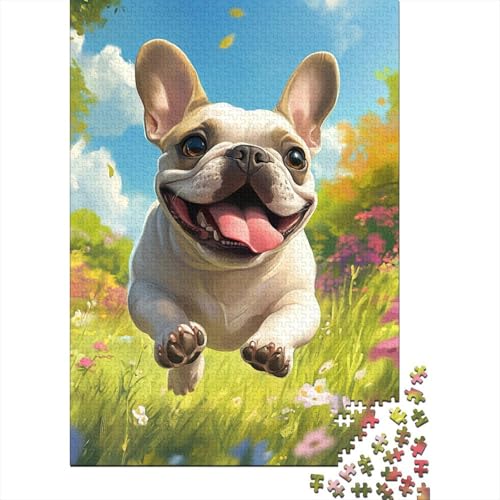 French BullHund Puzzles 1000-teilige Schwer Puzzle Spielzeug Lernspiel Impossible Herausforderungsspielzeug Für Erwachsene Kinder 1000pcs (75x50cm) von BHIRCJKD