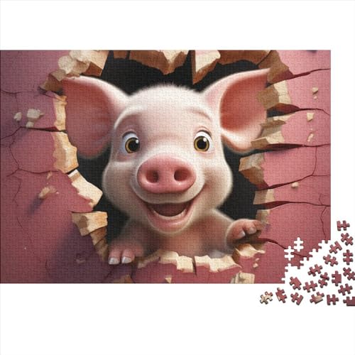 Pink Piggy Puzzles Für Erwachsene 300 Teile Cartoon Puzzle Für Familienspielzeugspiel Holzpuzzle Family Time Brain Challenge 300pcs (40x28cm) von BHIRCJKD