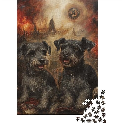 Schnauzer Puzzle 1000-teilige Schwer Puzzle Spielzeug Pädagogisches Spiel Impossible Herausforderung Spielzeug Für Erwachsene Und Kinder in Bewährter 1000pcs (75x50cm) von BHIRCJKD