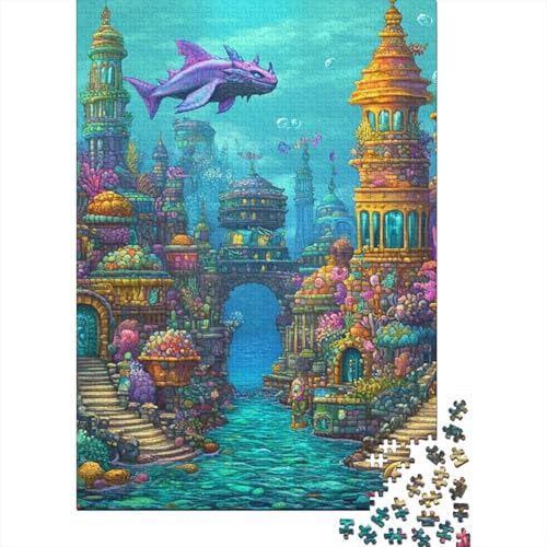 Unterwasserpalast Puzzle 1000 Teile Schwer Puzzle Spielzeug Pädagogisches Spiel Impossible Herausforderungsspielzeug Für Erwachsene Und Kinder Ab 14 Jahren 1000pcs (75x50cm) von BHIRCJKD