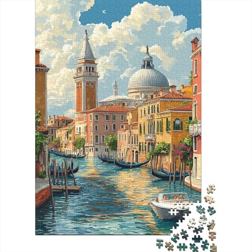 Venedig Wasserstadt Puzzles 1000 Teile Schwer Puzzle Spielzeug Lernspiel Impossible Herausforderungsspielzeug Für Erwachsene Und Kinder Ab 12 Jahren 1000pcs (75x50cm) von BHIRCJKD