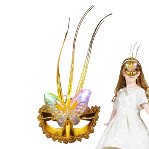 BHOLI Schmetterlingsmaske – Halbgesichtsmaske mit Glitzer-Schmetterling, beleuchtet Ihr Kostümzubehör für den Abschlussball für Hochzeiten BHOLI Schmetterlingsmaske – Halbgesichtsmaske mit Glitzer-Schmetterling, beleuchtet Ihr Kostümzubehör für den Abschlussball für Hochzeiten von BHOLI