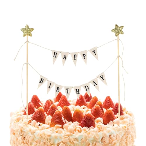 BHSTTNIXP Tortenaufsatz "Happy Birthday", personalisierbar, für Geburtstagsparty-Dekorationen, Geburtstagsflagge, Banner, Kuchenaufsatz von BHSTTNIXP