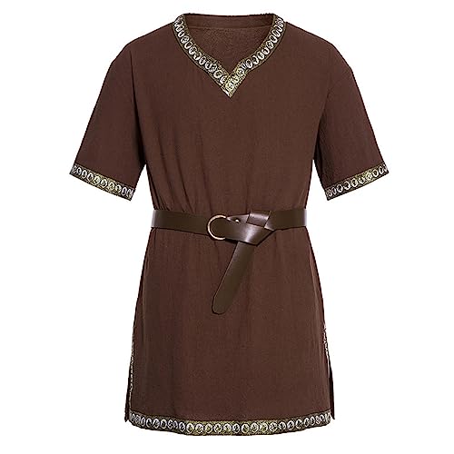 BHXUTK Mittelalter Kleidung Herren Mittelalter Hemd Herren Renaissance Mittelalter Tunika mit Bordüre Männer Männer Langarm Wikinger Hemd Verkleidung für Karneval Halloween Cosplay Kostüm BHXUTK Mittelalter Kleidung Herren Mittelalter Hemd Herren Renaissance Mittelalter Tunika mit Bordüre Männer Männer Langarm Wikinger Hemd Verkleidung für Karneval Halloween Cosplay Kostüm von BHXUTK