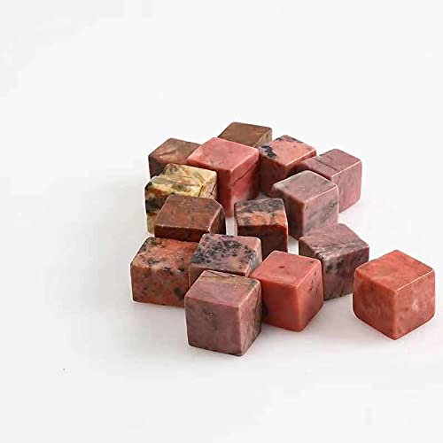 10 Stück natürlicher Rhodonit, rosafarbener Rhodonit-Würfel, Kristall-Polierstein, 15–20 mm, Geschenk Voller Textur von BIANMTSW