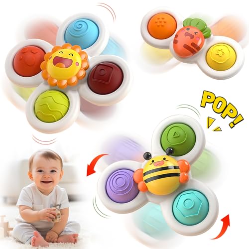 BIAOQINBO Saugnapf Spielzeug Baby, Sensorik Spielzeug für Baby, Saugnapf Drehspielzeug, Saugnapf Baby Toy, Badespielzeug für Baby ab 1 Jahr von BIAOQINBO