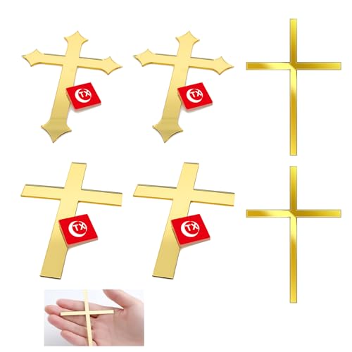 6 Stück Tortendeko Kommunion Mädchen,Tortenaufleger Konfirmation Taufe Kuchen Deko Gold Kreuz Torte Topper Junge,Cake Decoration Erstkommunion Acryl Kuchendeko Tortenstecker für Communion Hochzeit von BIBITI