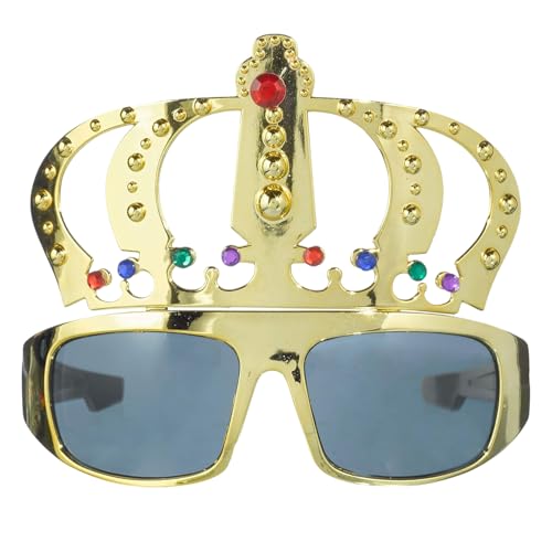 Lustige Sonnenbrille,Herren Karneval Goldene König Krone Brille,Damen Bier Fasching Kostüm Lustig Gold Brillen,Erwachsene Witzige Party Sonnenbrillen,Witzig Birthday Ustige Faschingsbrillen für Männer von BIBITI