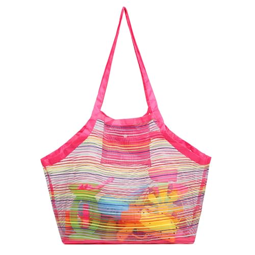 Sandspielzeug Tasche,Matschküche Zubehör Strandspielzeug Kinder Strandtasche Strand Spielzeug Netztasche Beach Bag,Mesh Sandkasten Netz Aufbewahrung Faltbar Wasserspielzeug,für Urlaub Outdoor (Rot) von BIBITI