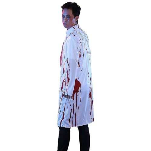 BIBOKAOKE Horror Arzt KostüMe Halloween KostüM Herren Gruselig HäSslich Kleidung Blutiges Bloody Bedruckte Blut Verletzung Entsetzen Doktor Herrenkostü von BIBOKAOKE