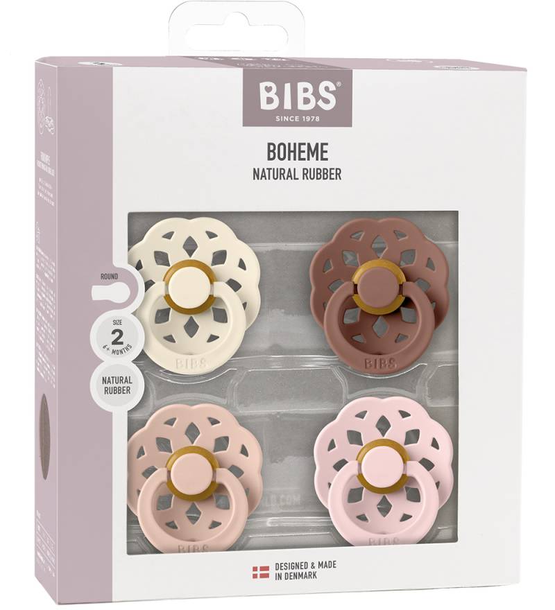 BIBS Böhmen Schnuller - Gr. 2 - 4er-Pack - Rund - Ivory/Blush/Wo - BIBS - 6-18 mt - Schnuller BIBS Böhmen Schnuller - Gr. 2 - 4er-Pack - Rund - Ivory/Blush/Wo - BIBS - 6-18 mt - Schnuller von BIBS