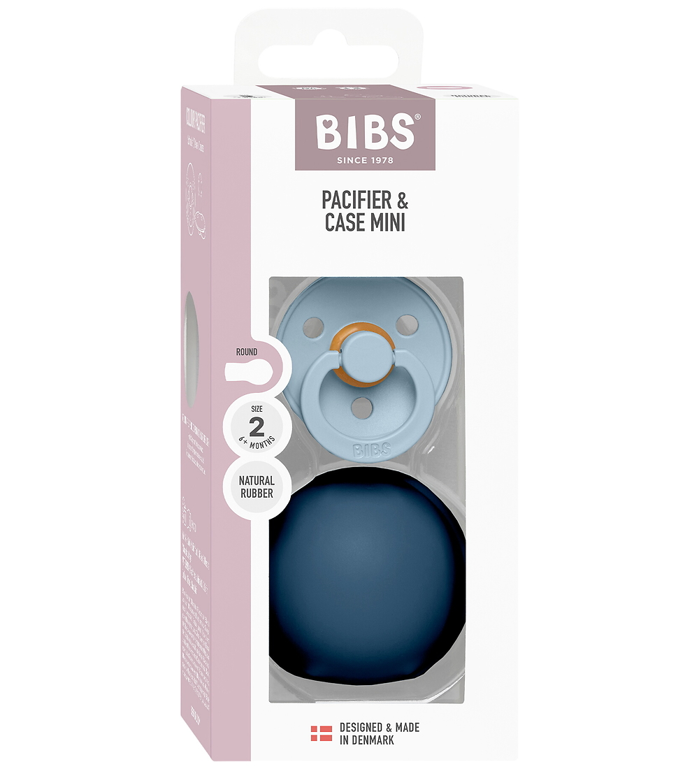 BIBS Colour Schnuller/Schnullerbox - Gr. 2 - Rund - Baby Blue/St - BIBS - 6-18 mt - Schnuller von BIBS