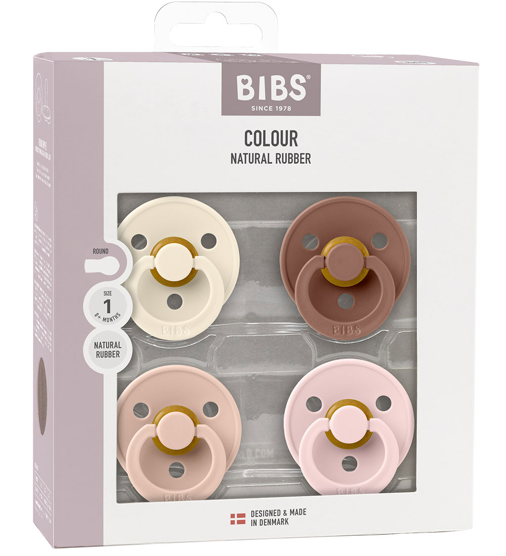 BIBS Colour Schnuller - Gr. 1 - 4er-Pack - Rund - Blush Mix - BIBS - 0-6 mt - Schnuller von BIBS