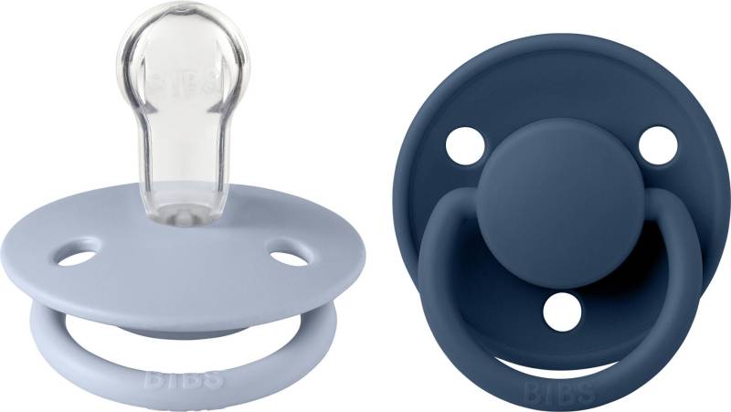BIBS De Lux Schnuller 2er-Pack Silikon One Size Rund, Dusty Blue/Steel Blue von BIBS