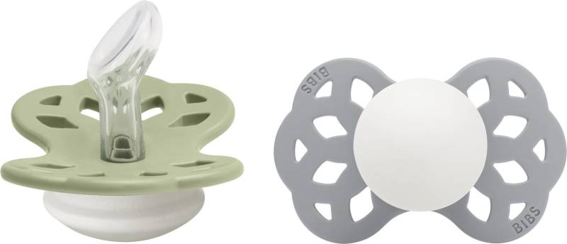 BIBS Infinity Schnuller 2er-Pack Silikon Größe 1 Anatomisch, Sage GLOW/Cloud GLOW von BIBS