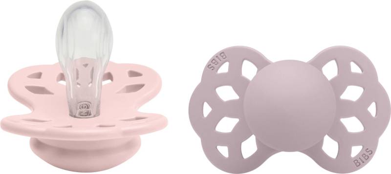 BIBS Infinity Schnuller 2er-Pack Silikon Größe 1 Symmetrisch, Blossom/Dusky Lilac von BIBS