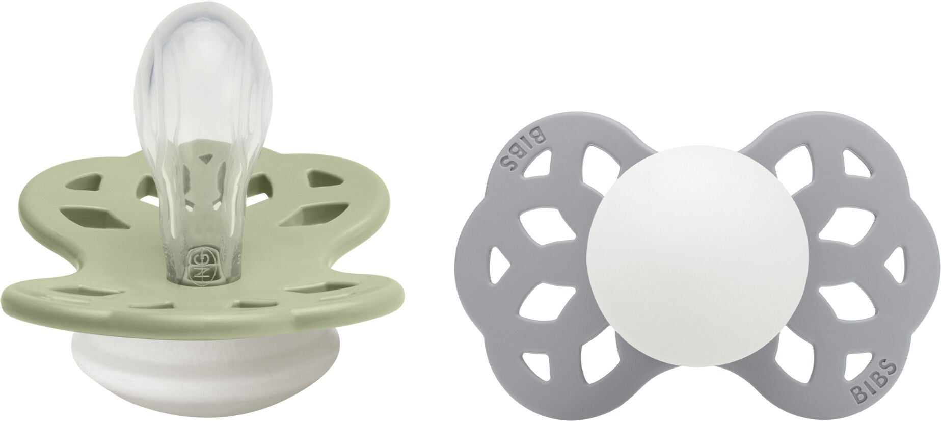 BIBS Infinity Schnuller 2er-Pack Silikon Größe 1 Symmetrisch, Sage GLOW/Cloud GLOW BIBS Infinity Schnuller 2er-Pack Silikon Größe 1 Symmetrisch, Sage GLOW/Cloud GLOW von BIBS