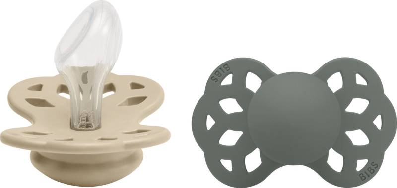 BIBS Infinity Schnuller 2er-Pack Silikon Größe 2 Anatomisch, Vanilla/Pine von BIBS