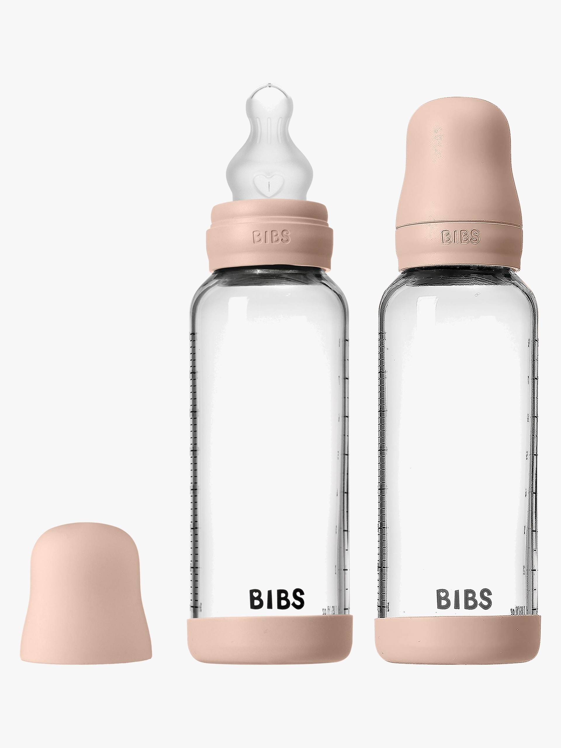 BIBS Medium Flow Glas Fläschchen Silikon 2er-Pack 240 ml, Blush von BIBS