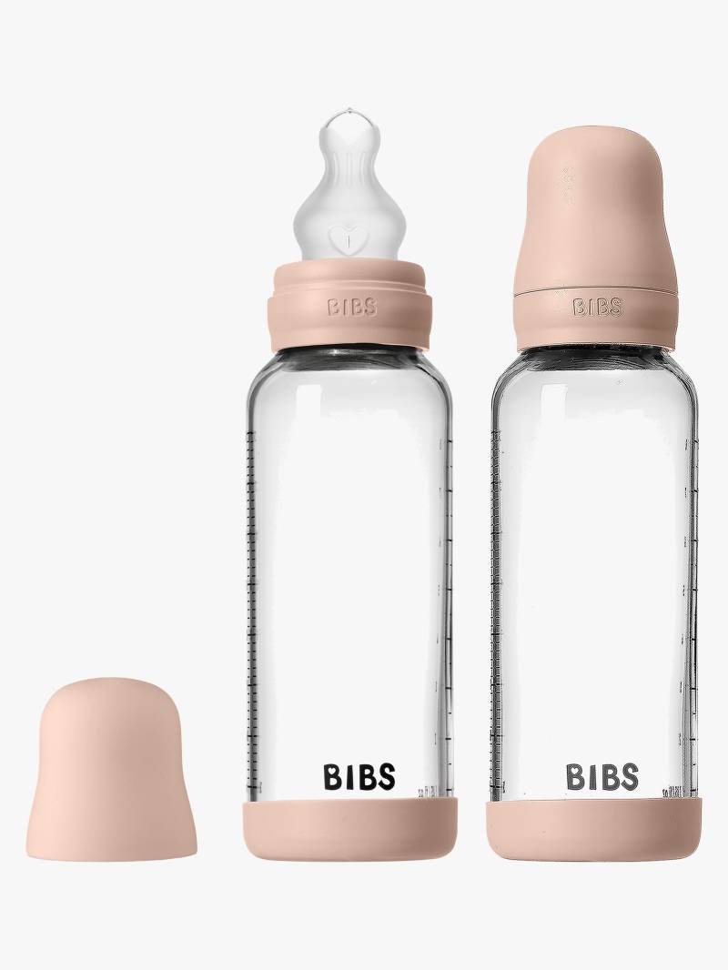 BIBS Medium Flow Glas Fläschchen Silikon 2er-Pack 240 ml, Blush von BIBS