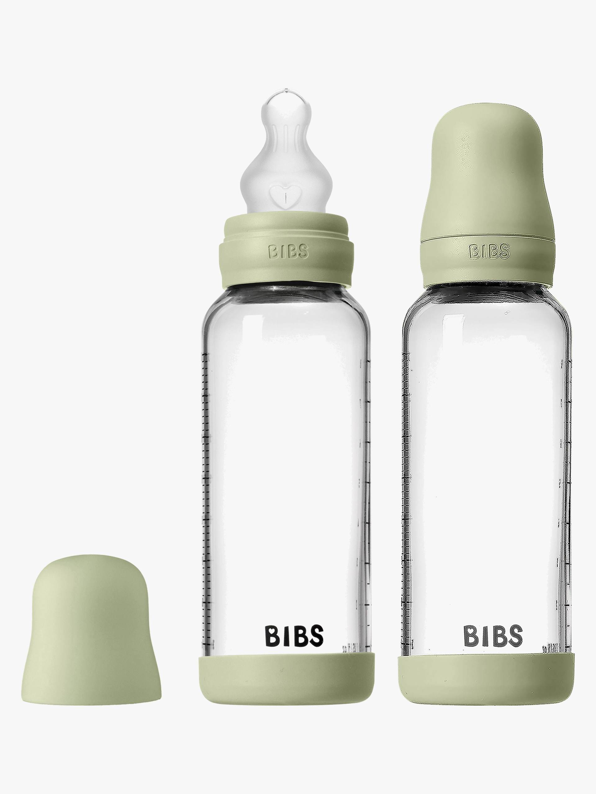 BIBS Medium Flow Glas Fläschchen Silikon 2er-Pack 240 ml, Sage von BIBS