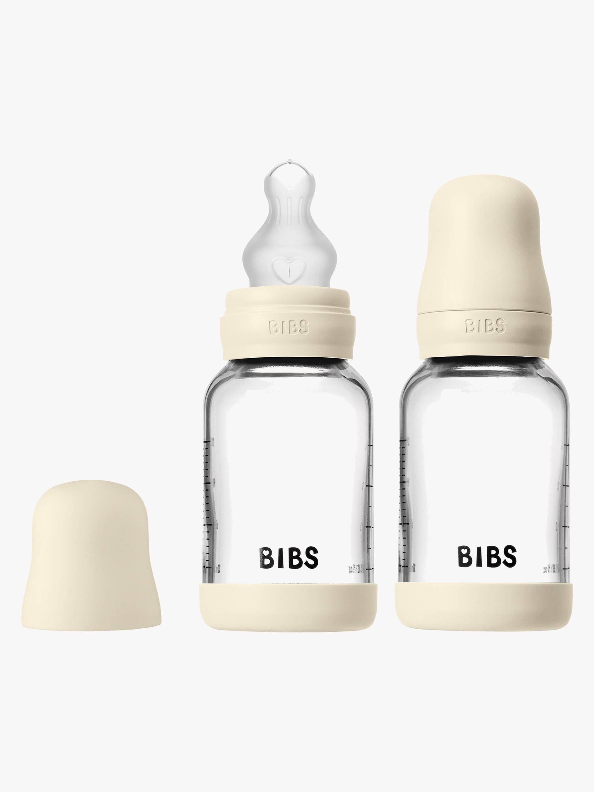 BIBS Slow Flow Glas Fläschchen Silikon 2er-Pack 120 ml, Ivory von BIBS