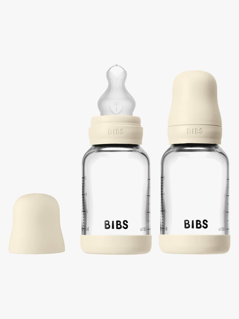 BIBS Slow Flow Glas Fläschchen Silikon 2er-Pack 120 ml, Ivory von BIBS