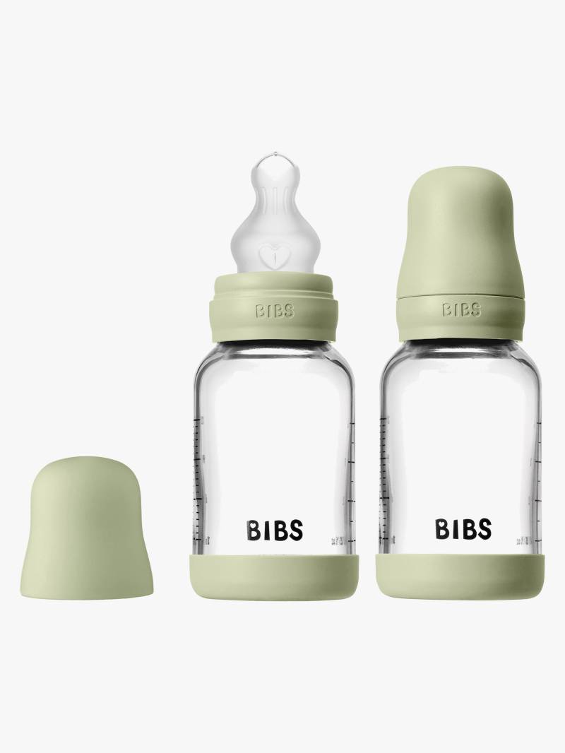 BIBS Slow Flow Glas Fläschchen Silikon 2er-Pack 120 ml, Sage von BIBS